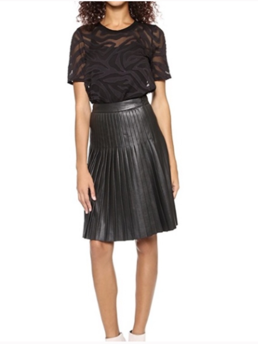 Rebecca Taylor Faux Leather Pleated Skirt, Size 2